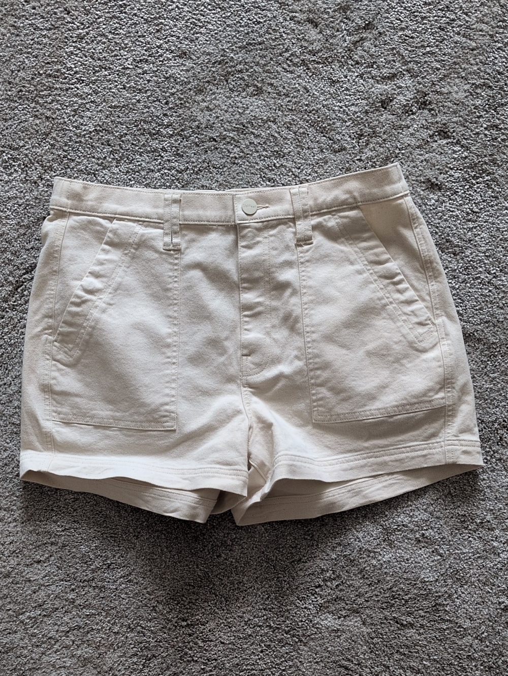 NWOT UpWest High Waist Stretch Cotton Shorts Cream Size Large